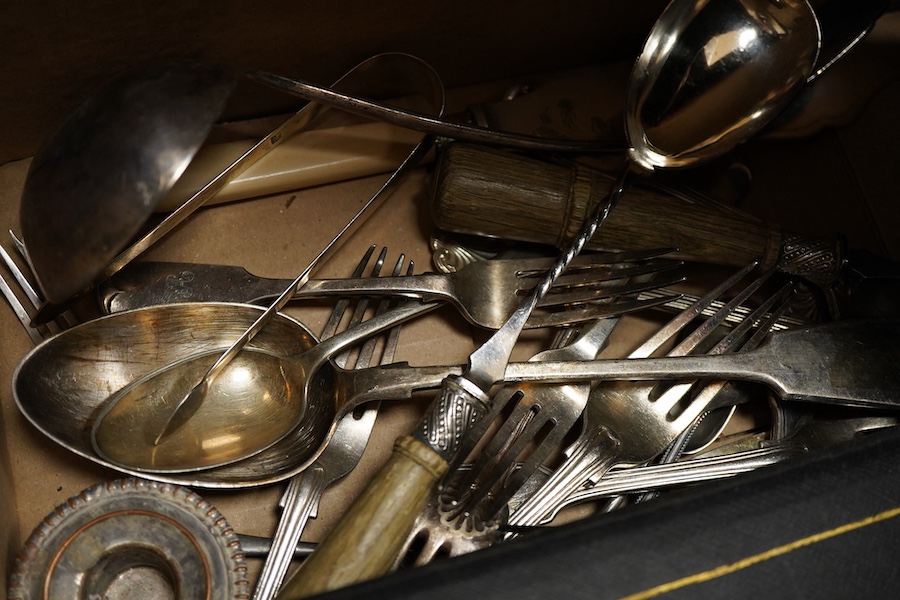 A quantity of silver plated cutlery, cocktail skater etc